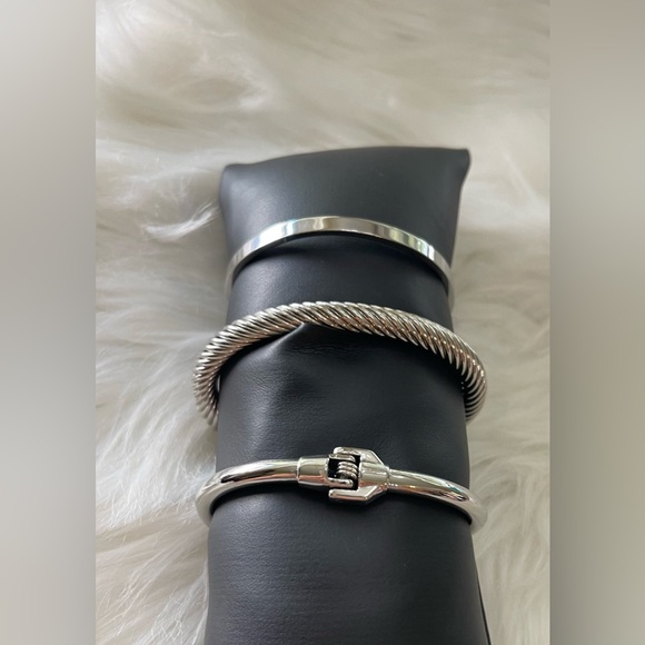 3 piece set Silver tone Bangle Stack 3 piece set. - Picture 2 of 3